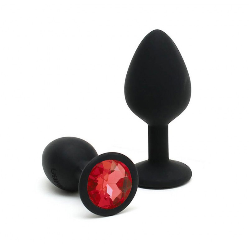 Adora Black Jewel Silicone Butt Plug - Red - Medium